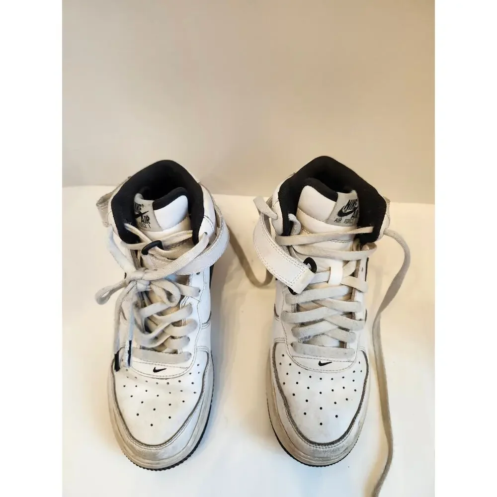 Nike Air Force 1 Mid‎ LE GS Youth Size 6.5 White Black Sneakers DH2933-103